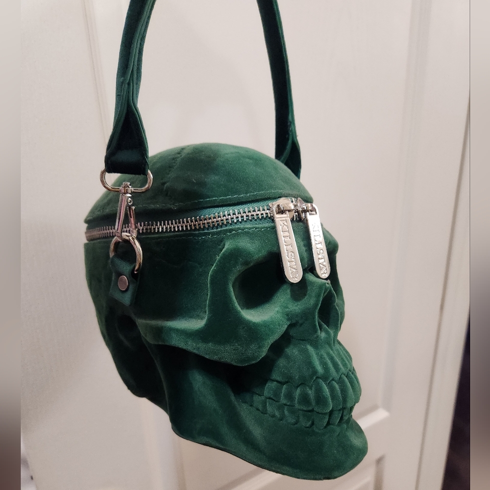 Sold!! Killstar Skull Handbag Velvet Green, Good Condition Goth Style Handbag